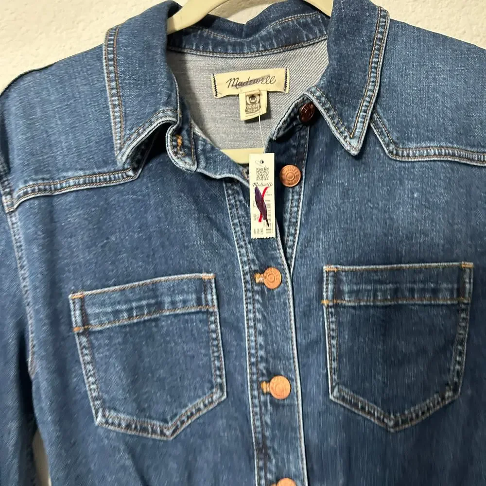 NEW Madewell Denim Western Midi Shirtdress in Laselle Wash Sz 2 Capsule Staple